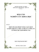 một số giải pháp nâng cao chất lượng dịch vụ tiệc cưới của công ty cổ phần du lịch đồng nai