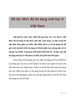 Mức độ đa dạng sinh học ở việt nam