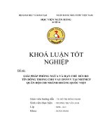 giải pháp phòng ngừa và hạn chế rủi ro tín dụng trong cho vay dnnvv tại nhtmcp quân đội chi nhánh hoàng quốc việt