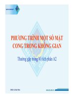 Vi tích phân a2 phương trình một số mặt cong trong không gian