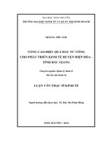 Nâng cao hiệu quả đầu tư công cho phát triển kinh tế huyện Hiệp Hòa tỉnh Bắc Giang