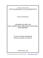 Giải pháp tạo việc làm cho lao động nông thôn Huyện Vĩnh Tường, tỉnh Vĩnh Phúc