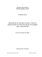 Chỉ số huyết áp tâm thu cổ châncánh tay (ABI) ở người cao tuổi tăng huyết áp tại bệnh viện A Thái Nguyên