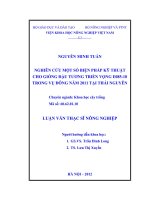 Nghiên cứu một số biện pháp kỹ thuật cho giống đậu tương triển vọng e085 10 trong vụ đông năm 2011 tại thái nguyên
