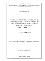 Nghiên cứu phương pháp khai phá dữ liệu và ứng dụng dự báo nguồn gỗ nguyên liệu cho sản xuất tại nhà máy giấy Bãi Bằng