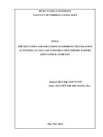 THE SITUATION AND SOLUTIONS TO IMPROVE TRANSLATING ACTIVITIES AT TUE LAM CONSTRUCTION IMPORT  EXPORT JOINT STOCK COMPANY