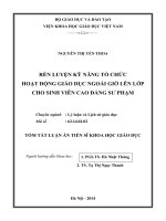 Rèn luyện kỹ năng tổ chức hoạt động giáo dục ngoài giờ lên lớp cho sinh viên cao đẳng sư phạm (tt)