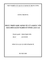 tóm tắt luận án tiến sỹ kinh tế phát triển khu kinh tế cửa khẩu với xoá đói giảm nghèo ở tỉnh lào cai