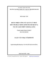 Hoàn thiện công tác quản lý thuế đối với hoạt động kinh doanh dịch vụ tàu du lịch trên Vịnh Hạ Long