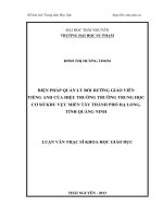 Biện pháp quản lý bồi dưỡng giáo viên tiếng anh của hiệu trưởng trường trung học cơ sở khu vực miềm tây thành phố Hạ Long, tỉnh Quảng Ninh
