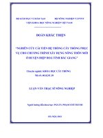 Nghiên cứu cải tiến hệ thống cây trồng phục vụ cho chương trình xây dựng nông thôn mới ở huyện hiệp hoà tỉnh bắc giang
