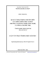 Quản lý hoạt động chuyên môn của khoa học cơ bản Trường Cao đẳng nghề công nghệ và nông lâm Phú Thọ