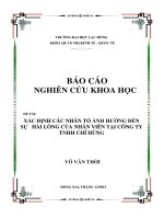 Xác định các nhân tố ảnh hưởng đến sự hài lòng của nhân viên tại công ty TNHH chí hùng (tt)
