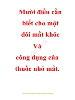 Mười điều cần biết cho một đôi mắt khỏe và công dụng của thuốc nhỏ mắt.