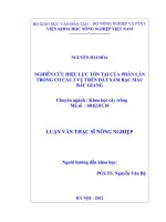 Nghiên cứu hiệu lực tồn tại của phân lân trong cơ cấu 3 vụ trên đất xám bạc màu bắc giang