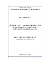 Nâng cao chất lượng đội ngũ giảng viên các trường cao đẳng khối kinh tế trên địa bàn tỉnh Thái Nguyên