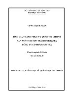 TÍNH GIÁ THÀNH PHỤC VỤ QUẢN TRỊ CHI PHÍ  SẢN XUẤT TẠI SƠN TRÀ RESORTSPA  CÔNG TY CỔ PHẦN SƠN TRÀ