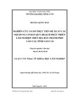 Nghiên cứu cơ sở thực tiễn đề xuất các nội dung cơ bản quy hoạch phát triển lâm nghiệp trên địa bàn thành phố Lào Cai, tỉnh Lào Cai