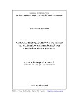 Nâng cao hiệu quả cho vay hộ nghèo tại ngân hàng chính sách xã hội chi nhánh tỉnh Lạng Sơn