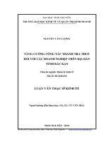 Tăng cường công tác thanh tra thuế đối với các doanh nghiệp trên địa bàn tỉnh Bắc Kạn