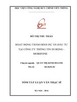 HOẠT ĐỘNG THẨM ĐỊNH DỰ ÁN ĐẦU TƯ TẠI CÔNG TY THÔNG TIN DI ĐỘNG  MOBIFONE