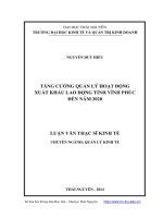 Tăng cường quản lý hoạt động xuất khẩu lao động tỉnh Vĩnh Phúc đến năm 2020