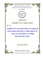 Nghiên cứu sự hài lòng của khách hàng đối với chất lượng dịch vụ vận tải tại công ty TNHH bảo dương thùy (tt)