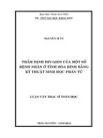 Thẩm định HIV AIDS của một số bệnh nhân ở tỉnh Hòa Bình bằng kỹ thuật sinh học phân tử