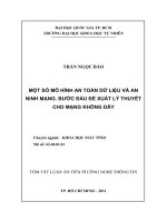 một số mô hình an toàn dữ liệu và an ninh mạng. bước đầu đề xuất lý thuyết cho mạng không dây