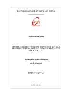 KÊNH PHÂN PHỐI ĐỐI VỚI DỊCH VỤ TRUYỀN HÌNH QUA GIAO  THỨC IP CỦA CÔNG TY PHẦN MỀM VÀ TRUYỀN THÔNG VASC  (DỊCH VỤ MYTV)