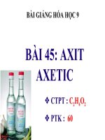 bài giảng hóa học 9 bài 45 axit axetic