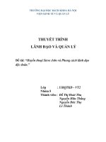 THUYẾT TRÌNH  LÃNH ĐẠO VÀ QUẢN LÝ HUYỀN THOẠI STEVE JOBS VÀ PHONG CÁCH LÃNH ĐẠO ĐỘC ĐOÁN