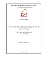 HOÀN THIỆN CÔNG TÁC QUẢN LÝ DỰ ÁN ĐẦU TƯ TẠI VNPT HÀ NỘI