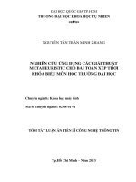 NGHIÊN CỨU ỨNG DỤNG CÁC GIẢI THUẬT METAHEURISTIC CHO BÀI TOÁN XẾP THỜI KHÓA BIỂU MÔN HỌC TRƯỜNG ĐẠI HỌC