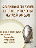 KIỂM ĐỊNH DANH MỤC ĐẦU TƯ CỦA WARREN BUFFET THEO LÝ THUYẾT ĐỊNH GIÁ TÀI SẢN VỐN CAPM + PHÂN TÍCH CÓ EXCEL
