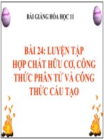 bài giảng hóa học 11 bài 24 luyện tập - hợp chất hữu cơ, công thức phân tử và công thức cấu tạo