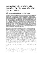 đối tượng và phương pháp nghiên cứu của kinh tế chính trị chủ nghĩa mác lênin
