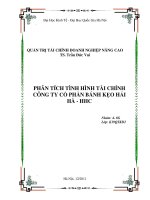 PHÂN TÍCH TÌNH HÌNH TÀI CHÍNH  CÔNG TY CỔ PHẦN BÁNH KẸO HẢI  HÀ  HHC