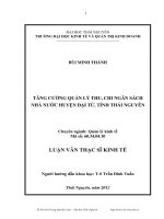 Tăng cường quản lý thu, chi ngân sách nhà nước huyện Đại Từ, tỉnh Thái Nguyên