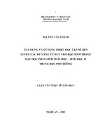 xây dựng và sử dụng phiếu học tập để rèn luyện các kỹ năng tư duy cho học sinh trong dạy học phần sinh thái học - sinh học 12 trung học phổ thông