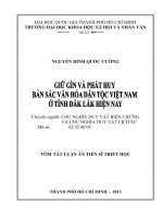 Giữ gìn và phát huy bản sắc văn hóa dân tộc Việt Nam ở tỉnh Đắk Lắk hiện nay