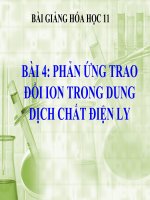 bài giảng hóa học 11 bài 4 phản ứng trao đổi ion trong dung dịch các chất điện li