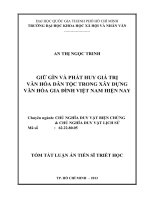 giữ gìn và phát huy giá trị văn hóa dân tộc trong xây dựng văn hóa gia đình việt nam hiện nay