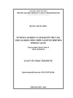 Sử dụng lao động và giải quyết việc làm cho lao động nông thôn tại Huyện Hiệp Hòa tỉnh Bắc Giang