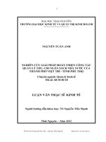 Nghiên cứu giải pháp hoàn thiện công tác quản lý thu, chi ngân sách nhà nước của thành phố Việt Trì, tỉnh Phú Thọ