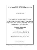 Giải pháp chủ yếu nhằm phát triển nguồn nhân lực cho ngành công nghiệp Thành phố Thái Nguyên tỉnh Thái Nguyên giai đoạn từ năm 2012 đến 2020