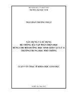 xây dựng và sử dụng hệ thống bài tập phần điện học dùng cho bồi dưỡng học sinh giỏi vật lý 11 trường trung học phổ thông