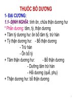 THUỐC bổ DƯƠNG TRONG DƯỢC HỌC CỔ TRUYỀN