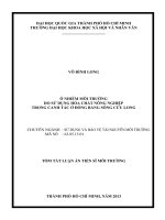 Ô NHIỄM MÔI TRƯỜNG DO SỬ DỤNG HÓA CHẤT NÔNG NGHIỆP TRONG CANH TÁC Ở ĐỒNG BẰNG SÔNG CỬU LONG