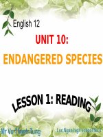 bài giảng tiếng anh 12 unit 10 endangered species